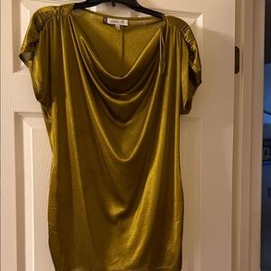 Jennifer Lopez Gold Drape Neck Blouse